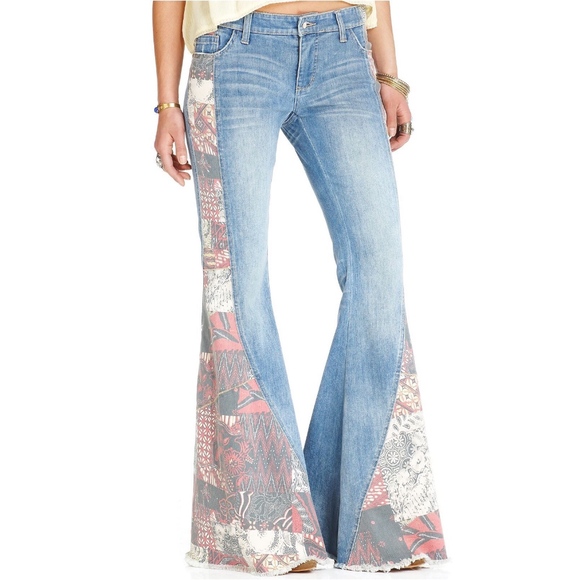 Free People Denim - Free People Bali Patchwork Super Flare Jeans